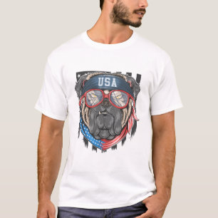Gevaarlijke Amerikaanse hond, Bull Dog met de vlag T-shirt