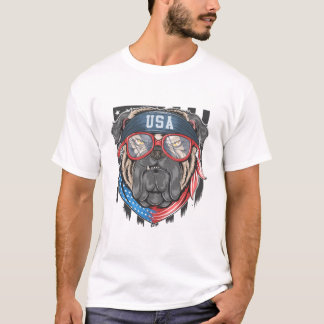 Gevaarlijke Amerikaanse hond, Bull Dog met de vlag T-shirt