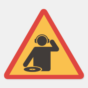 Gevaarlijke dj's op het werk driehoek sticker