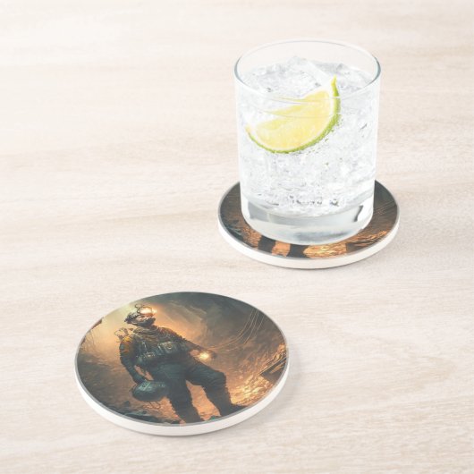 Gevaarlijke mijnen zandsteen onderzetter (Zijkant)