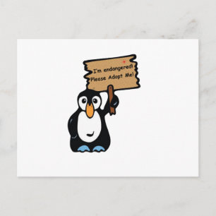 Gevaarlijke pinguïn vraagt om adoptie briefkaart