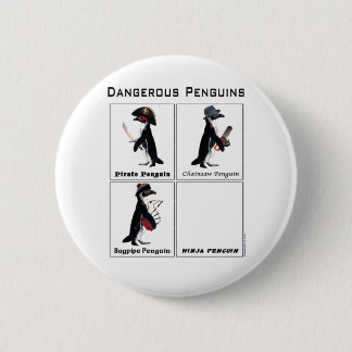 gevaarlijke pinguïns ronde button 5,7 cm