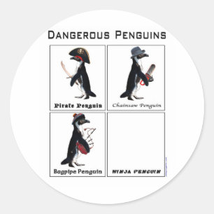 gevaarlijke pinguïns ronde sticker