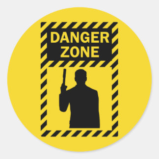 GEVAARLIJKE ZONE! - Sign and Silhouette Ronde Sticker