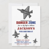 Gevaarzone Fighter Jet Verjaardag Uitnodigingen (Voorkant)