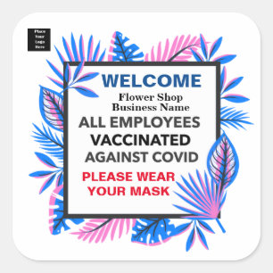 Gevaccineerd Alle werknemers Bedrijfs Welkomstwoo Vierkante Sticker