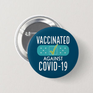 Gevaccineerd kreeg ik mijn Covid-19 vaccin - blauw Ronde Button 5,7 Cm