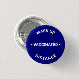 Gevaccineerd Masker omhoog Afstand aangepaste teks Ronde Button 3,2 Cm
