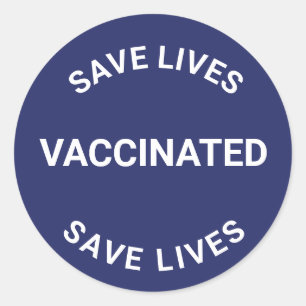 Gevaccineerd, redt levens blauw wit marinewit ronde sticker