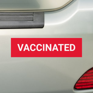 Gevaccineerd, rood en wit bumpersticker
