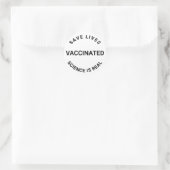 Gevaccineerd, wetenschap is echt, redt levens koel ronde sticker (Tas)