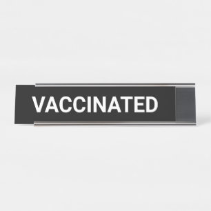Gevaccineerd, zwart wit aanpasbaar bureaublad bureau naambordje