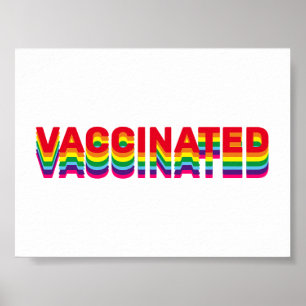 Gevaccineerde pride lgbt gay rainbow retro kleuren poster