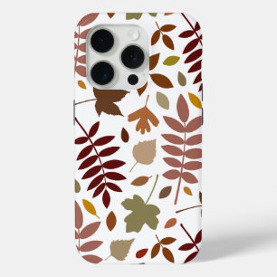 Gevallen Bladeren Lg Patroon Vallen Kleuren op Wit iPhone 15 Pro Case