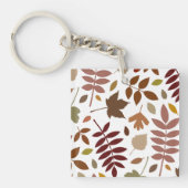 Gevallen Bladeren Lg Patroon Vallen Kleuren op Wit Sleutelhanger (voorkant)
