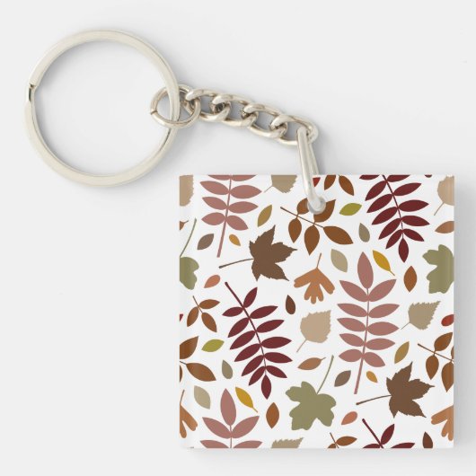 Gevallen Bladeren Lg Patroon Vallen Kleuren op Wit Sleutelhanger (Voorkant)