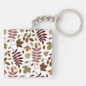 Gevallen Bladeren Lg Patroon Vallen Kleuren op Wit Sleutelhanger (Achterkant)