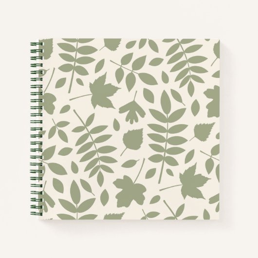 Gevallen bladeren LG Pattern Green op Cream Notitieboek (Voorkant)