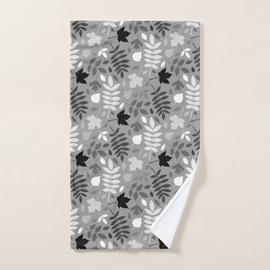 Gevallen bladeren Patroon Monochrome op grijs Bad Handdoek (Handdoek)