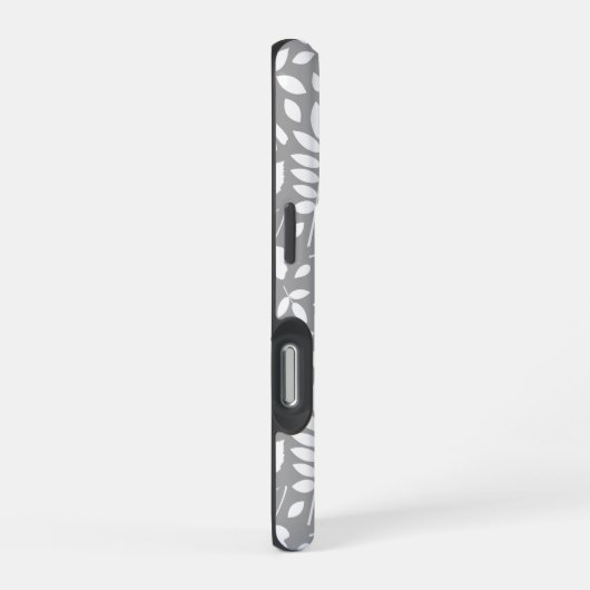 Gevallen Bladeren Patroon Wit op Grijs iPhone Hoesje (Rechterkant)