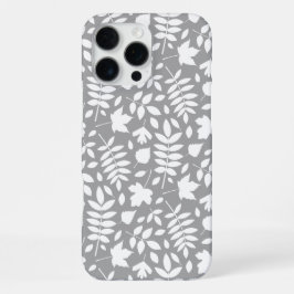 Gevallen Bladeren Patroon Wit op Grijs iPhone 16 Pro Max Hoesje