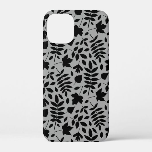 Gevallen bladeren Patroon zwart op grijs Case-Mate iPhone Case (Achterkant)