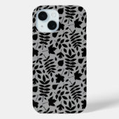 Gevallen bladeren Patroon zwart op grijs Case-Mate iPhone Case (Achterkant)