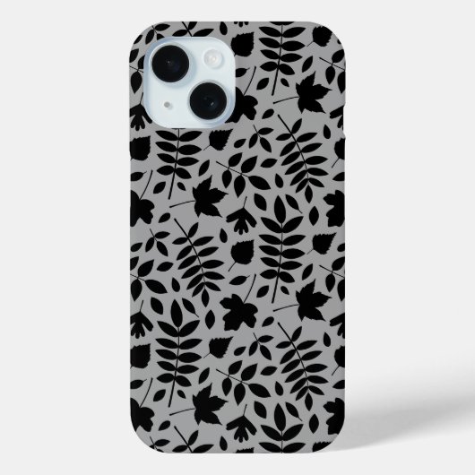 Gevallen bladeren Patroon zwart op grijs Case-Mate iPhone Case (Achterkant)