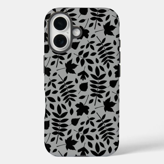 Gevallen bladeren Patroon zwart op grijs Case-Mate iPhone Case (Achterkant)