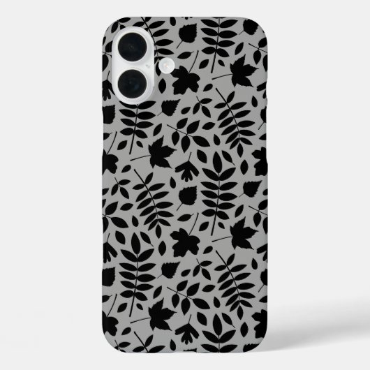 Gevallen bladeren Patroon zwart op grijs Case-Mate iPhone Case (Achterkant)