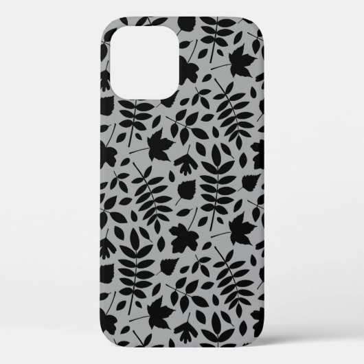 Gevallen bladeren Patroon zwart op grijs Case-Mate iPhone Case (Achterkant)