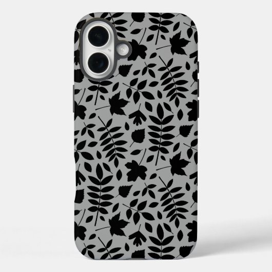 Gevallen bladeren Patroon zwart op grijs Case-Mate iPhone Case (Achterkant)