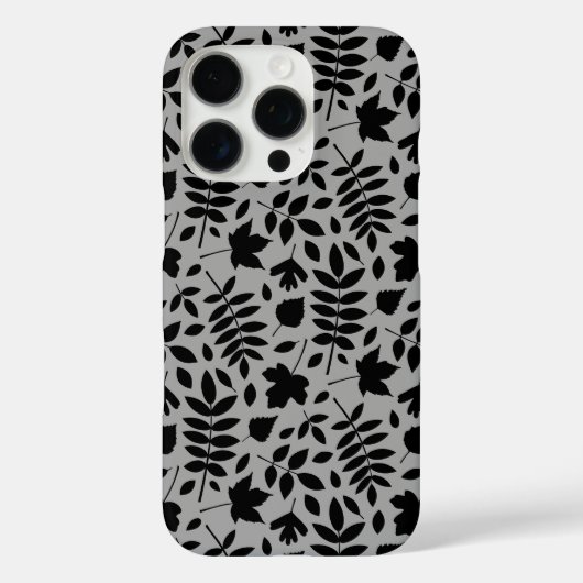 Gevallen bladeren Patroon zwart op grijs Case-Mate iPhone Case (Achterkant)