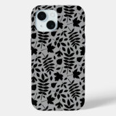Gevallen bladeren Patroon zwart op grijs Case-Mate iPhone Case (Achterkant)