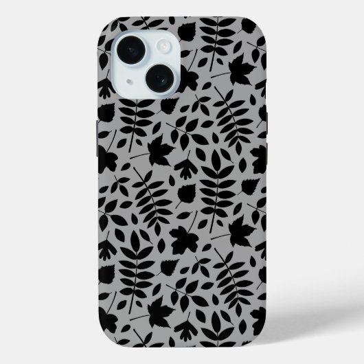 Gevallen bladeren Patroon zwart op grijs Case-Mate iPhone Case (Achterkant)