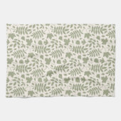 Gevallen bladeren Rpt Patroon Groen op Cream Theedoek (Horizontaal)