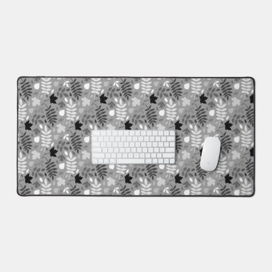 Gevallen bladeren RPT Patroon Monochrome op Grijs Bureaumat (Keyboard & Muis)