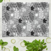 Gevallen bladeren RPT Patroon Monochrome op Grijs Theedoek (Gevouwen)