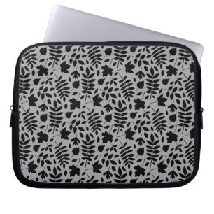 Gevallen bladeren RPT Patroon Zwart op Grijs Laptop Sleeve