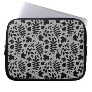 Gevallen bladeren RPT Patroon Zwart op Grijs Laptop Sleeve
