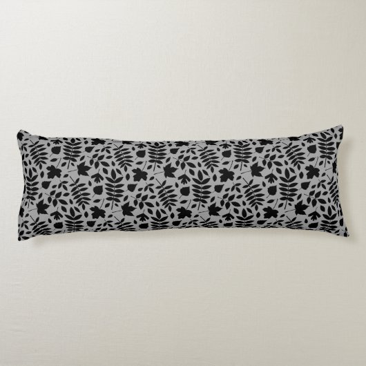 Gevallen bladeren RPT Patroon Zwart op Grijs Lichaamskussen (Achterkant)