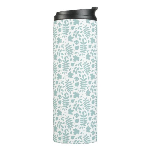 Gevallen bladeren RPT Pattern LT Blauwgroen op wit Thermosbeker (Gedraaid links)