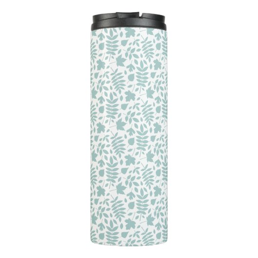 Gevallen bladeren RPT Pattern LT Blauwgroen op wit Thermosbeker (Achterkant)