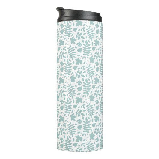 Gevallen bladeren RPT Pattern LT Blauwgroen op wit Thermosbeker (Geroteerd rechts)