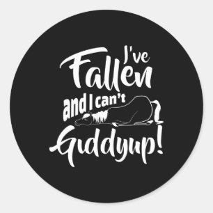 Gevallen en ik kan opduiken grappig paardrijden ronde sticker