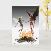 Gevallen Engel Duivel Duivel Halloween Kaart (Gele Bloem)