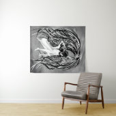 Gevallen engel grijs monochroom wandkleed (In Situ (horizontaal))