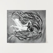 Gevallen engel grijs monochroom wandkleed (Voorkant (horizontaal))