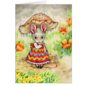 Gevallen in de regen - Kute Mouse Art Card