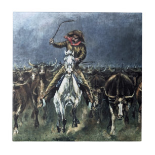 Gevangen in een Stampede Westerse Kunst door Frede Tegeltje
